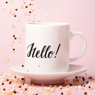 Hello Black Script Minimalistisch Pink Tasse