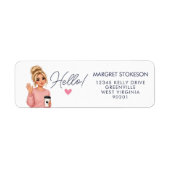 Hello Blonde Lady Heart Return Address Label  (Vorne)