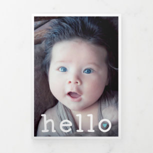 Hello Blue Heart Foto Collage Baby Dreifach Gefaltete Ankündigung