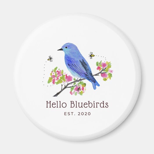 Hello Bluebirds Magnet - White (Vorne)