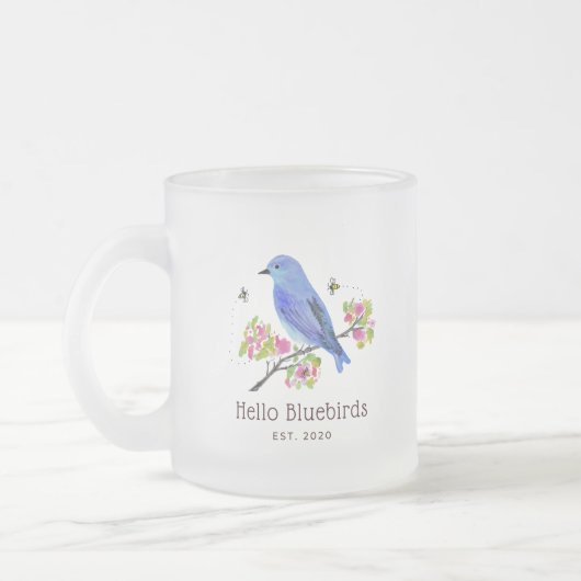 Hello Bluebirds Tasse - Mattiertes Glas (Links)