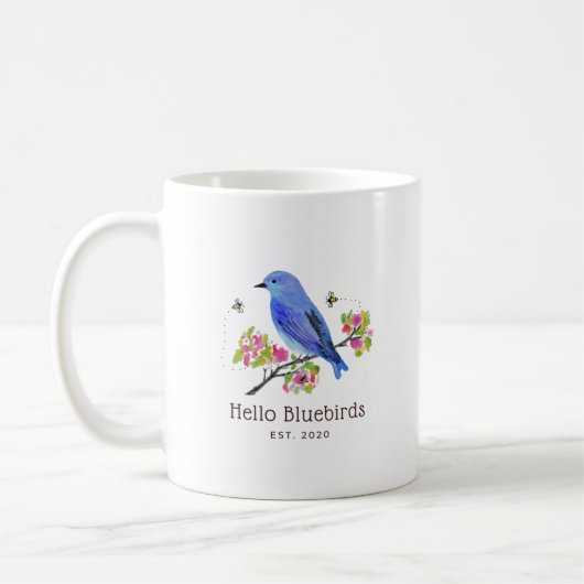 Hello Bluebirds Tasse - White (Links)