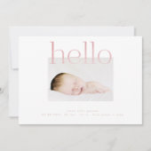 hello Blush Pink Foil modern, einfach minimalistis Ankündigung (Vorderseite)