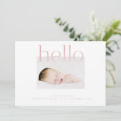 hello Blush Pink Foil modern, einfach minimalistis Ankündigung (Stehend Vorderseite)