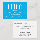 Hello Boy Mama Kontaktkarte Mommy Calling Card Telefonnummerkarte (Vorne/Hinten)