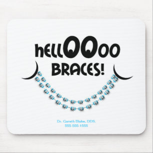 Hello Braces Blue Orthodontist Patient Gift Custom Mousepad