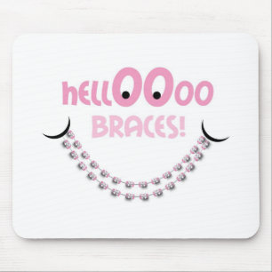 Hello Braces Pink Orthodontist Patient Gift Custom Mousepad