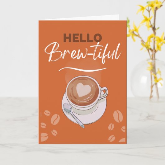 Hello Brew-beautiful Coffee Pun for Girlfriend Karte (Gelbe Blume)