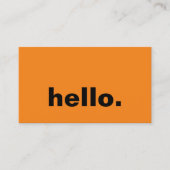 Hello Bright farbenfrohe Typografie Custom Orange Visitenkarte (Vorderseite)