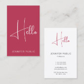 Hello Business Card Moderne vertikale Beruflich Visitenkarte (Vorne/Hinten)