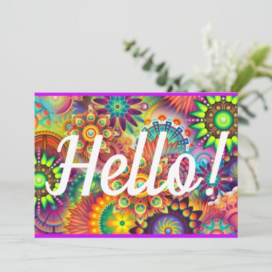 Hello Card Happy Rainbow Birthday oder Any Karte (Stehend Vorderseite)