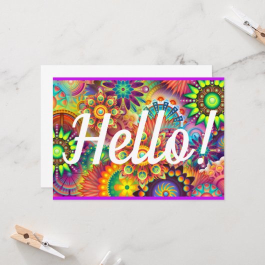 Hello Card Happy Rainbow Birthday oder Any Karte (Vorderseite/Rückseite Beispiel)