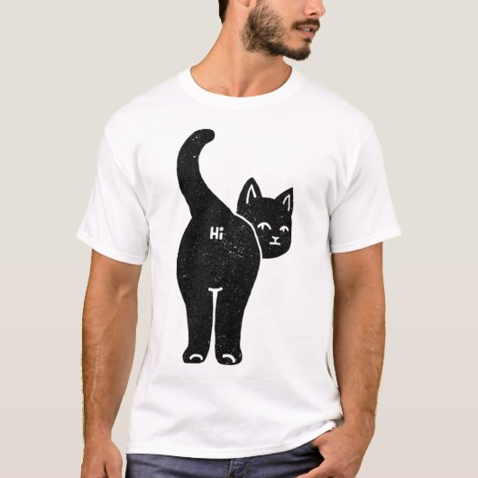 Hello Cat Hintern Minimalistisch Black By Tobe Fon T-Shirt (Vorderseite)