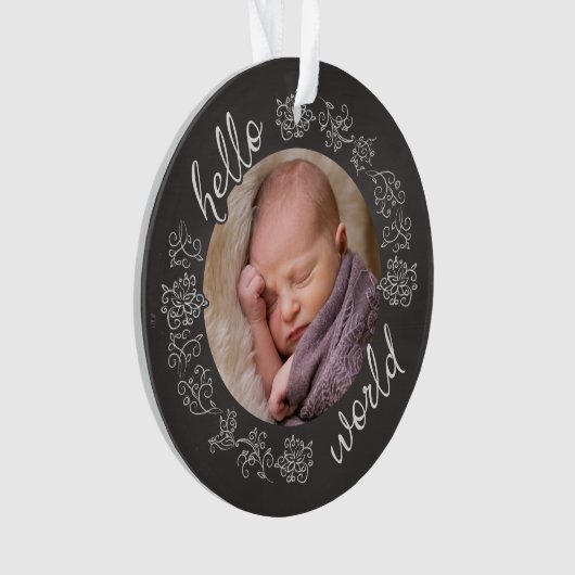 Hello Chalkboard Baby's First Personalisiert Ornament (Vorderseite)