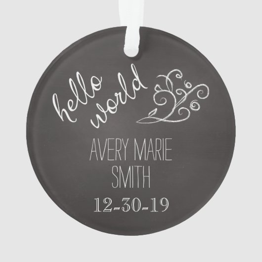 Hello Chalkboard Baby's First Personalisiert Ornament (Rückseite)