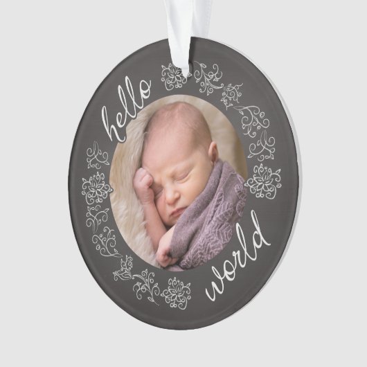 Hello Chalkboard Baby's First Personalisiert Ornament (Vorderseite)