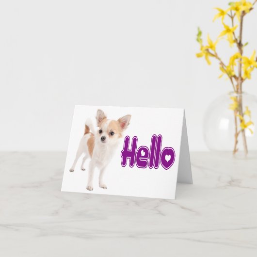Hello Chihuahua Puppy Dog Blank Notecard Karte (Gelbe Blume)