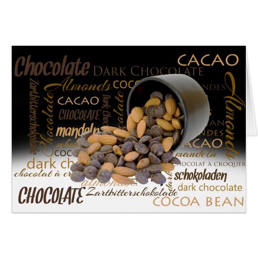 Hello Chocolate Bits and Almonds Word Cloud (Vorderseite (Horizontal))