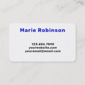 HELLO Cow Print White royal blue Visitenkarte (Rückseite)