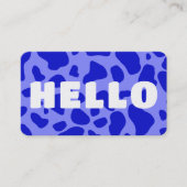 HELLO Cow Print White royal blue Visitenkarte (Vorderseite)