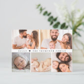 HELLO Custom Foto Collage Baby Dusche Dankeskarte (Stehend Vorderseite)