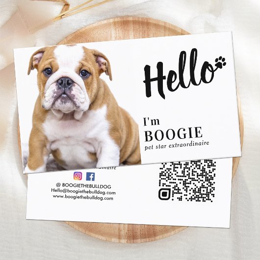 Hello Custom Foto Social Media Pet Influencer Visitenkarte