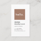 Hello Custom Simple Modern Generic Mocha Visitenkarte (Vorderseite)