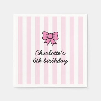Hello Cutie Cartoon Pink Bow Birthday Party Serviette