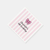 Hello Cutie Cartoon Pink Bow Birthday Party Serviette (Ecke)