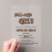 Hello Cutie Girly Cute Brown Gingham Baby Shower Acryleinladungen (Insitu (Handheld))