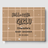 Hello Cutie Girly Cute Brown Gingham Baby Shower Gästebuch (Vorderseite)