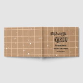 Hello Cutie Girly Cute Brown Gingham Baby Shower Gästebuch (Voll)