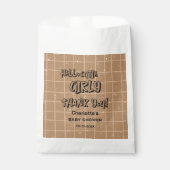 Hello Cutie Girly Cute Brown Gingham Baby Shower Geschenktütchen (Vorderseite)