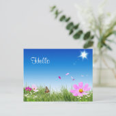 Hello Daisy Butterfly Flower Garden Post Card Postkarte (Stehend Vorderseite)