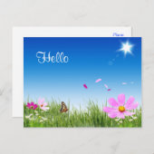Hello Daisy Butterfly Flower Garden Post Card Postkarte (Vorne/Hinten)