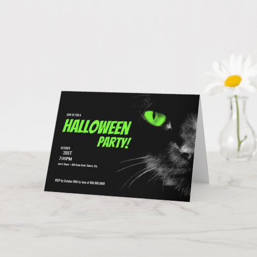 Hello Darkness Green Eyes Halloween-Party Karte (Kleine Pflanze)