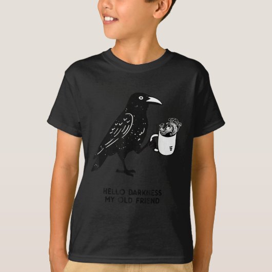 Hello Darkness My Old Friend Meme Crow Drinking Bl T-Shirt (Vorderseite)