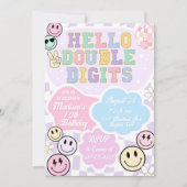 Hello Double Digits Birthday Einladung Template (Vorderseite)
