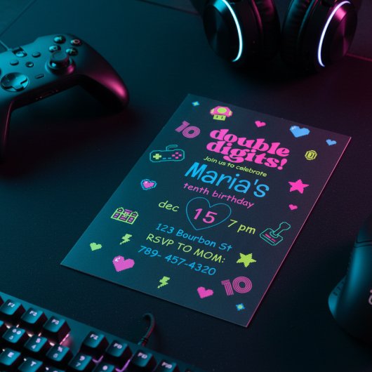 Hello Double Digits Gaming 10th Birthday Einladung