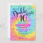 Hello Double Digits Party Einladung Gefärbte Krawa (Vorderseite)