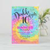 Hello Double Digits Party Einladung Gefärbte Krawa (Stehend Vorderseite)
