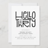 HELLO DRITZ Moderner 30. Geburtstag Einladung (Vorderseite)
