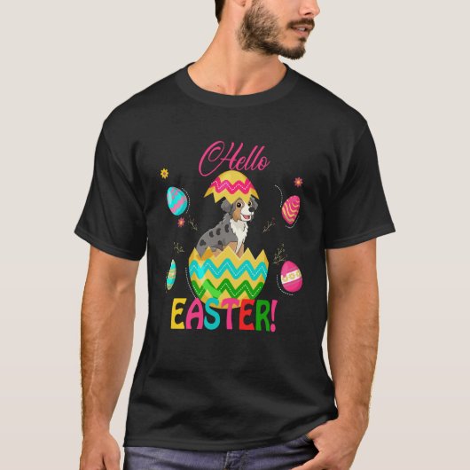 Hello Easter Australian Shepherd Inside Chocolate  T-Shirt (Vorderseite)
