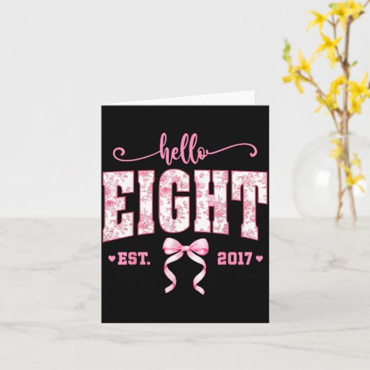 Hello Eight Est 2017 8th Birthday Girl Floral Coqu Karte (Gelbe Blume)