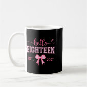 Hello Eighteen Est 2007 Coquette Bow 18th Birthday Kaffeetasse (Links)