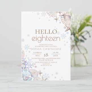 Hello Eighteen Soft Minimal Elegance Birthday  Einladung