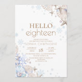 Hello Eighteen Soft Minimal Elegance Birthday  Einladung (Vorderseite)