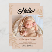 HELLO Einfache Geburtsankündigung Ankündigung (Vorne/Hinten)