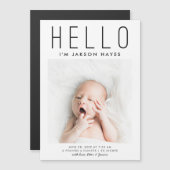 HELLO Einfache Geburtsankündigung Magnetkarte Magneteinladung (Vorne/Hinten)