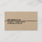 "Hello" Einfaches Minimalistisches Kraftpapier Visitenkarte (Rückseite)